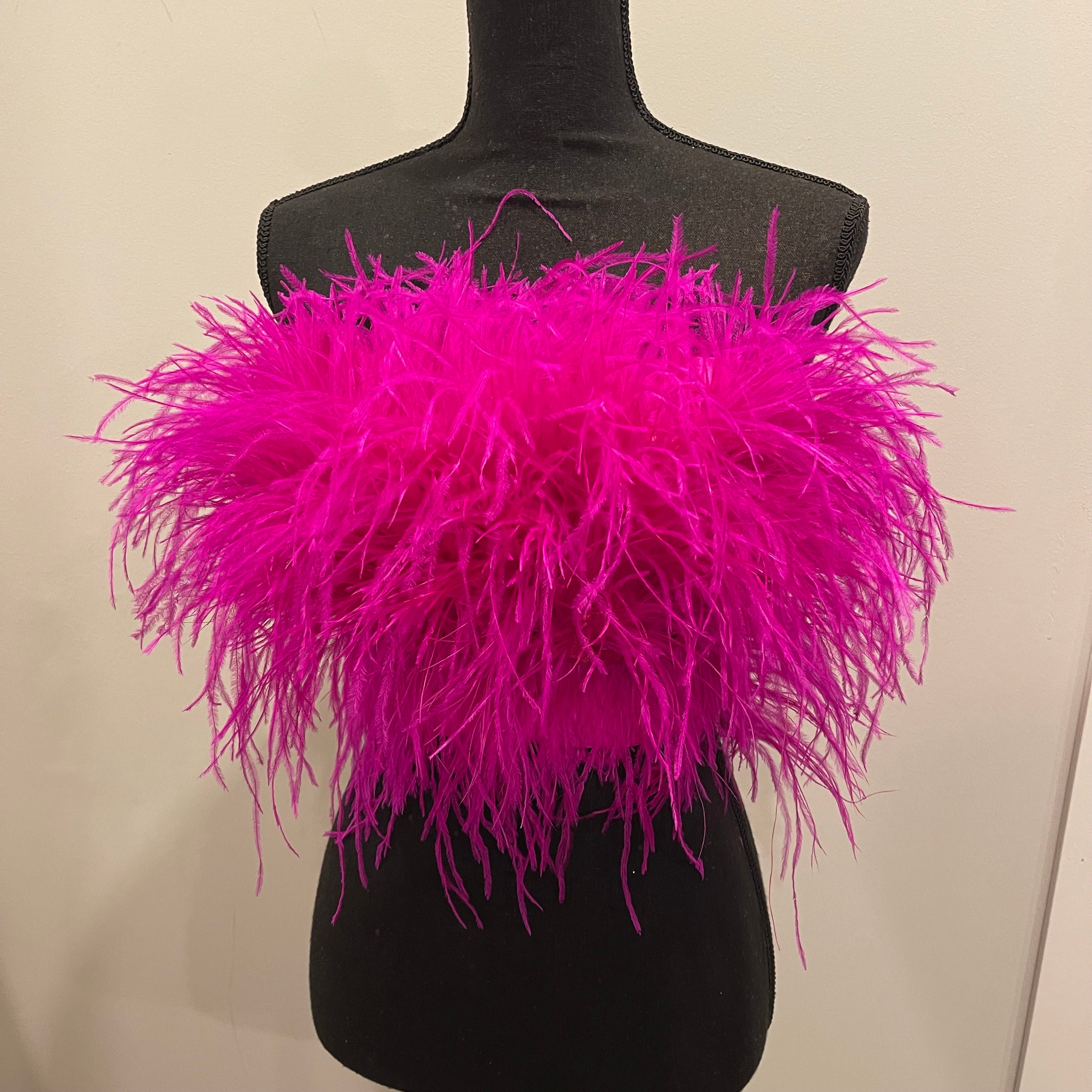 Mimi Ostrich Feather Crop Top