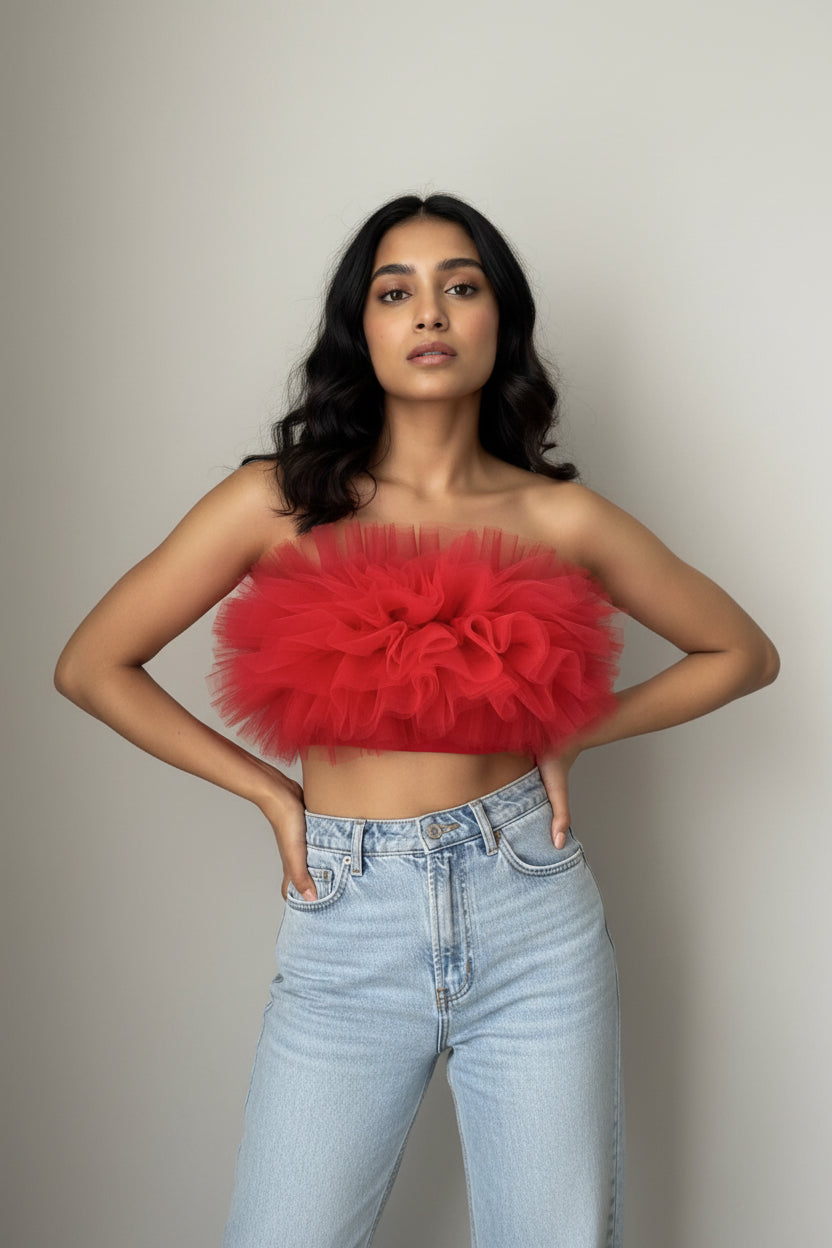 Aiko Tulle Crop Top