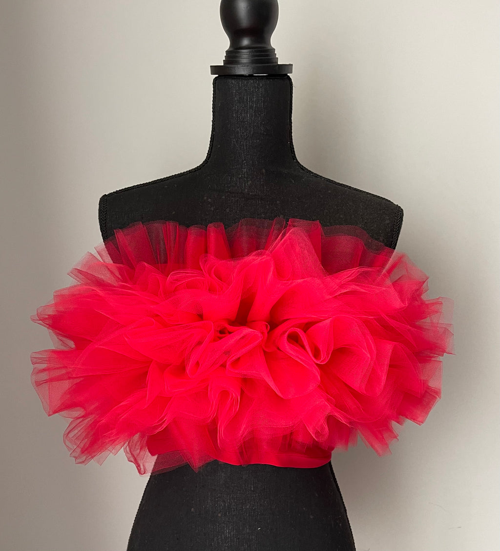 Aiko | Tulle, Ruffled and Layered Crop Top | Statement Top