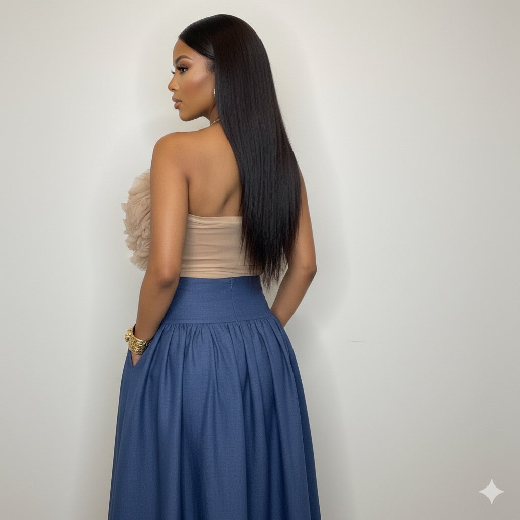 Mae Nude Soft Tulle Crop Top